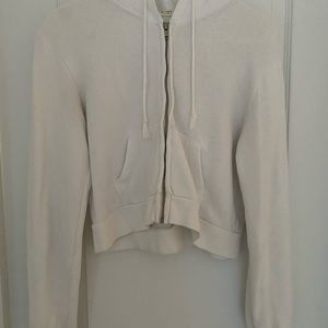 White Cropped Zip Up